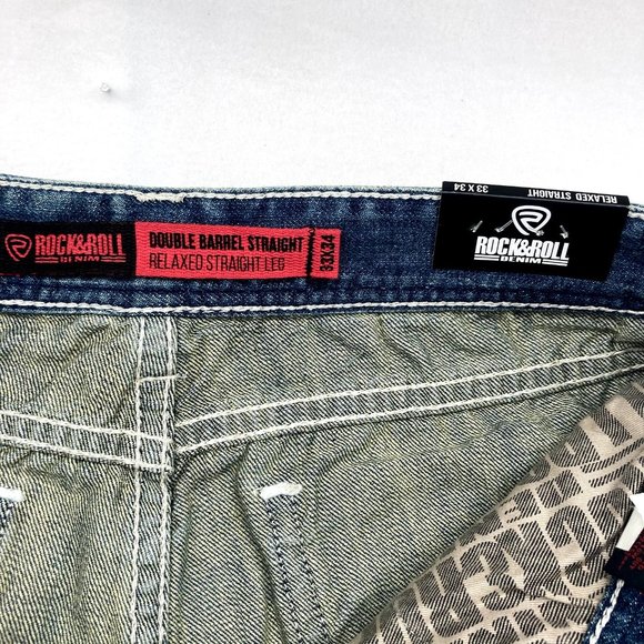 Rock&Roll Men's Double Barrel Straight Relaxed Fit Denim LT Vintage Sz 33x34 NWT - Picture 5 of 12